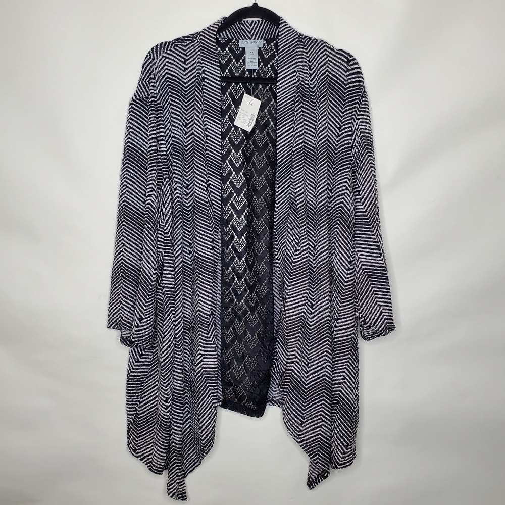 Catherines Chevron Stripe Open Front Stretch Card… - image 2